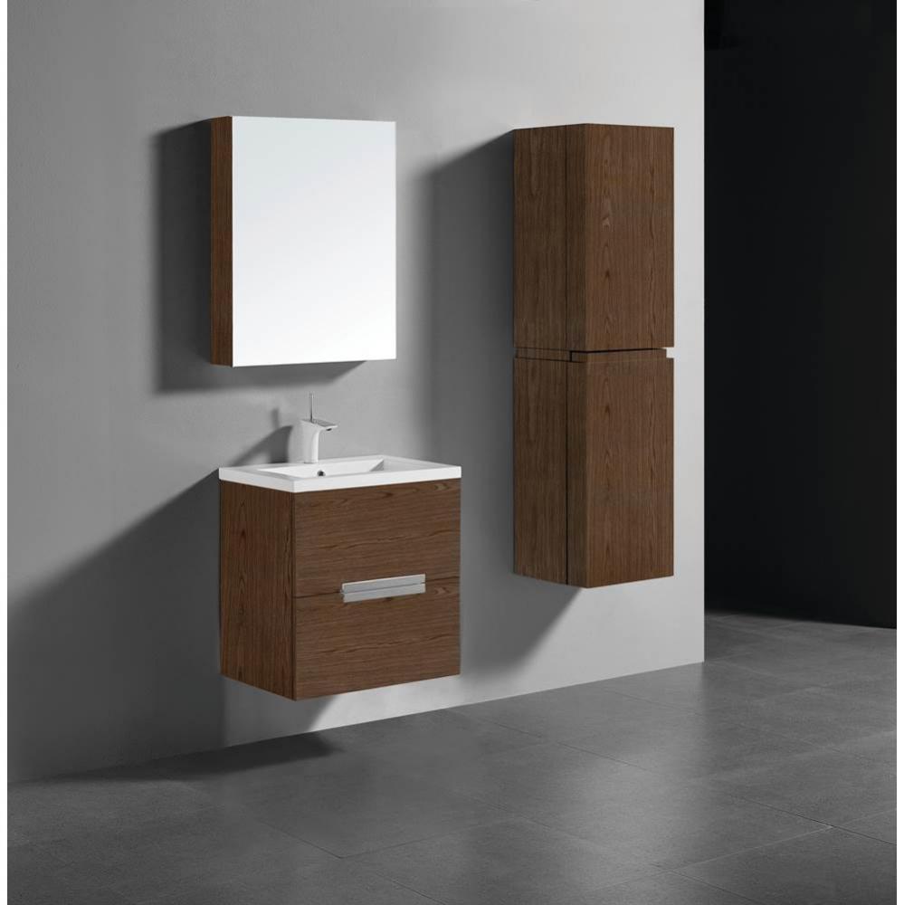 Urban 24''. Brandy, Wall Hung Cabinet , Polished Chrome Handles (X2), 23-5/8''