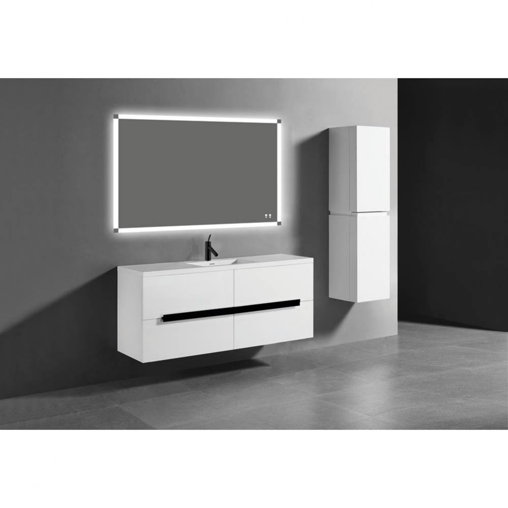 Madeli Urban 60'' Wall hung  Vanity Cabinet in Glossy White Finish/HW: Polished Chrome(P