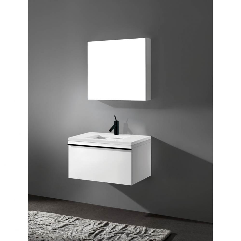 Madeli Venasca 30'' Wall Hung Cabinet in Glossy White/HW: Matte Black(MB)