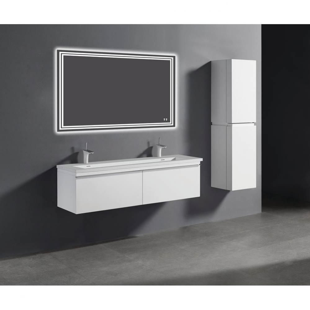 Madeli Venasca 60D'' Wall Hung Cabinet in Glossy White/HW: Matte Black(MB)