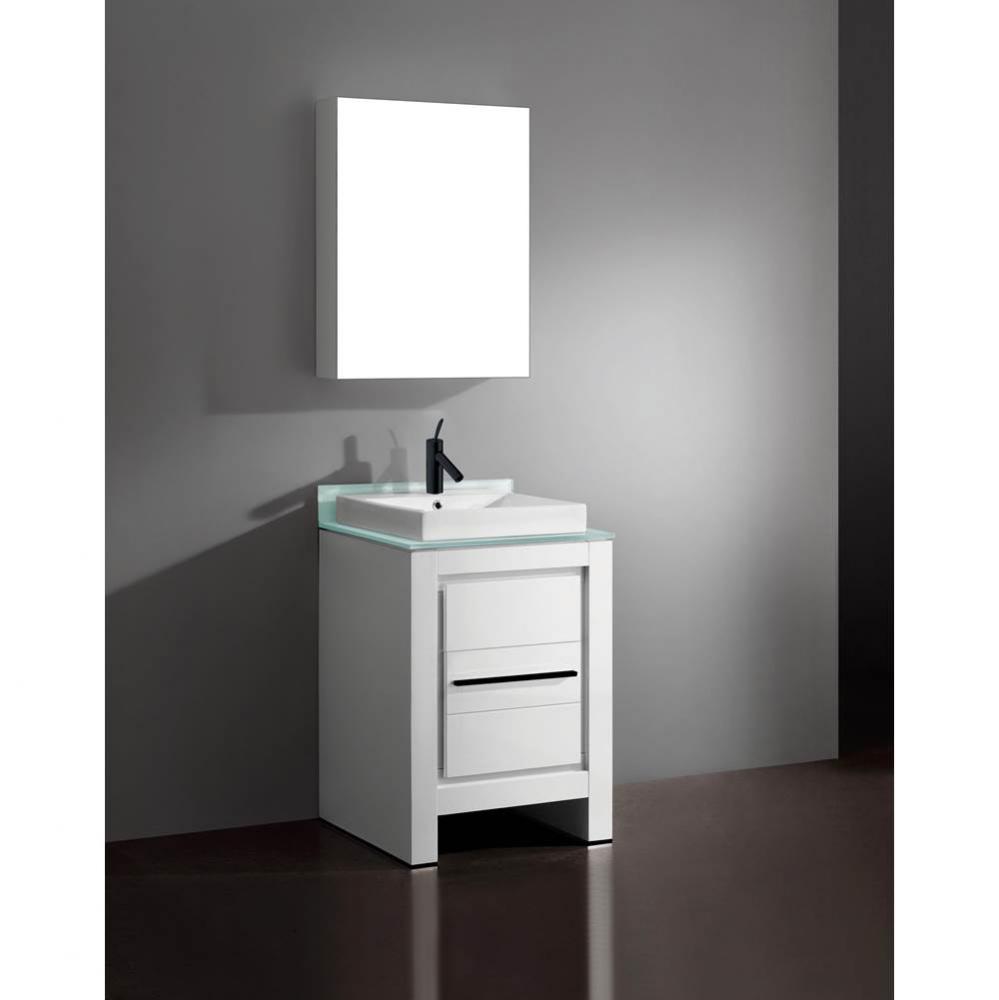 Madeli Vicenza 24'' Free Standing Glossy White/HW: Matte Black(MB)