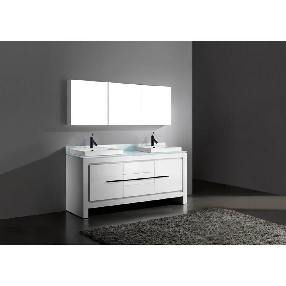 Madeli Vicenza 72D'' Free Standing Glossy White/HW: Matte Black(MB)