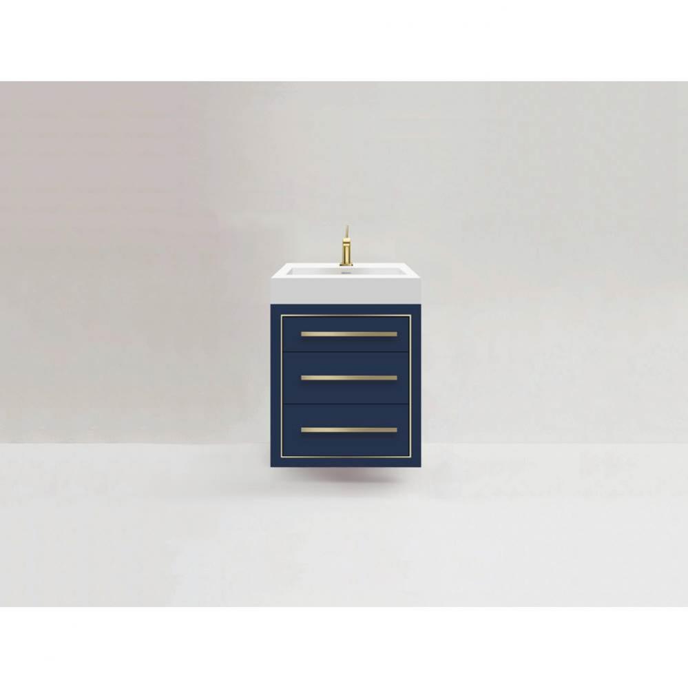 Villa 24''. Sapphire, Wall Hung Cabinet, Polished Chrome Handles(X3)/, Inlay, 23-5/8&apo