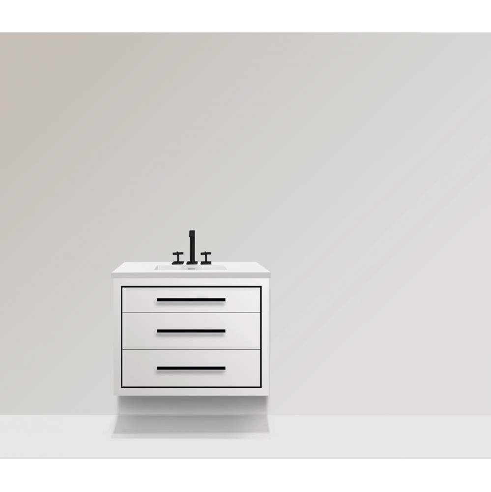 Madeli Villa 30'' Wall hung  Vanity Cabinet in Matte White/HW: Polished Chrome(PC)