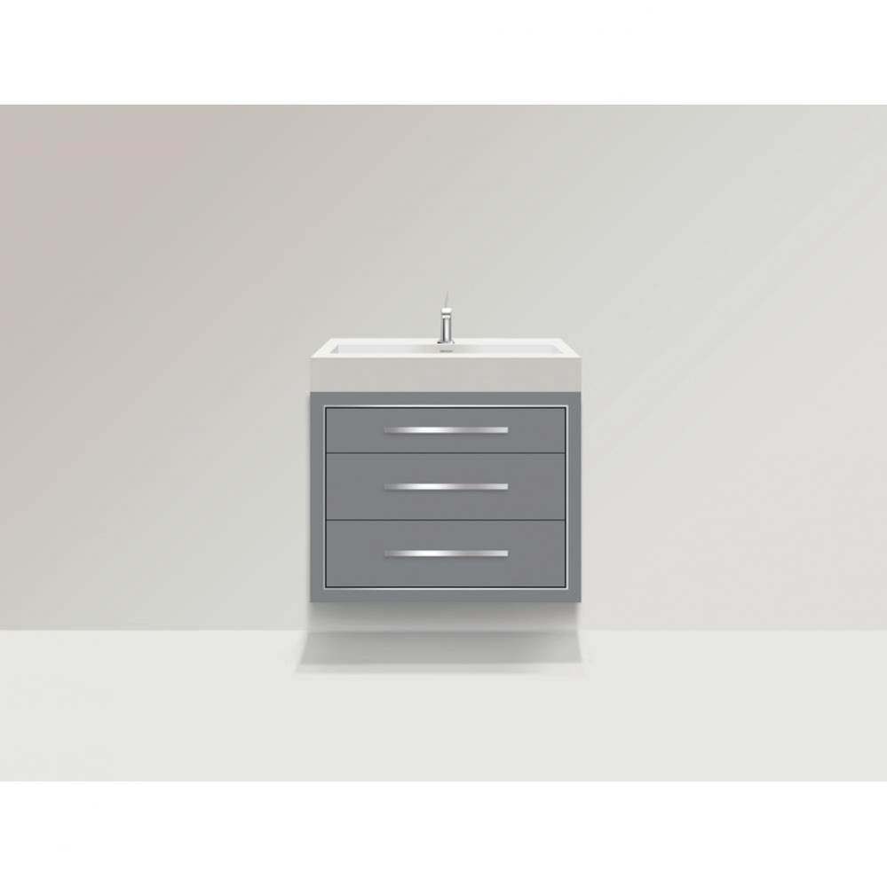 Villa 30'' Wall hung  Vanity Cabinet in Studio Grey /HW: Polished Chrome(PC)