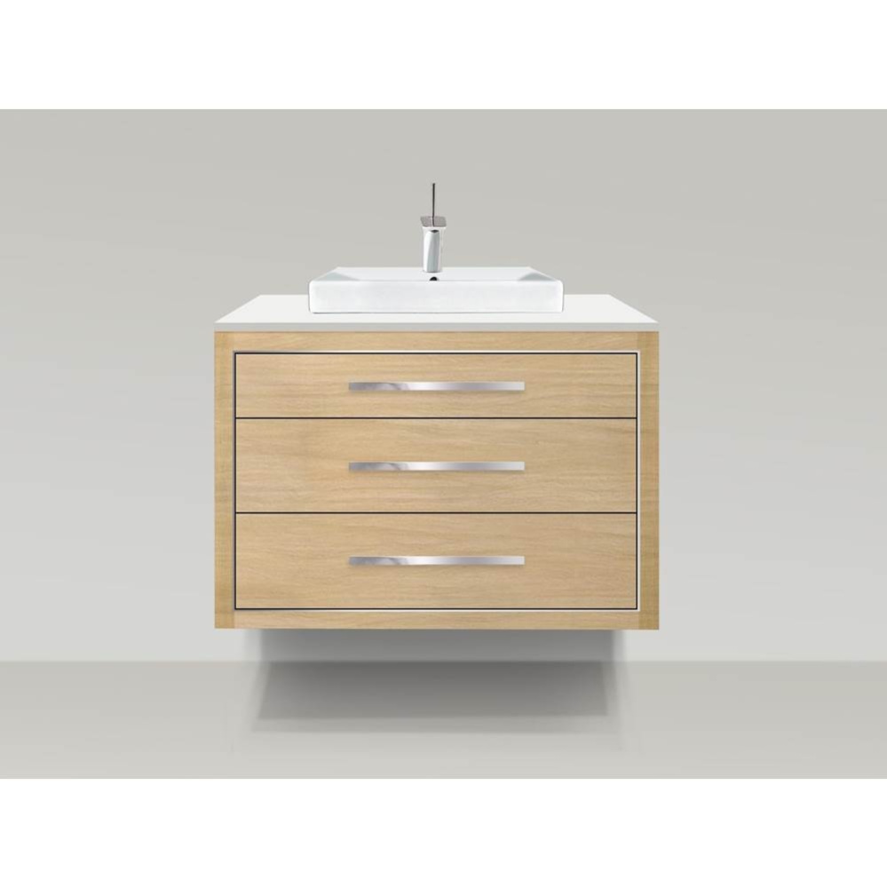 Villa 42'' Wall hung  Vanity Cabinet in Natural Oak/HW: No handles - Inlay in Polished C
