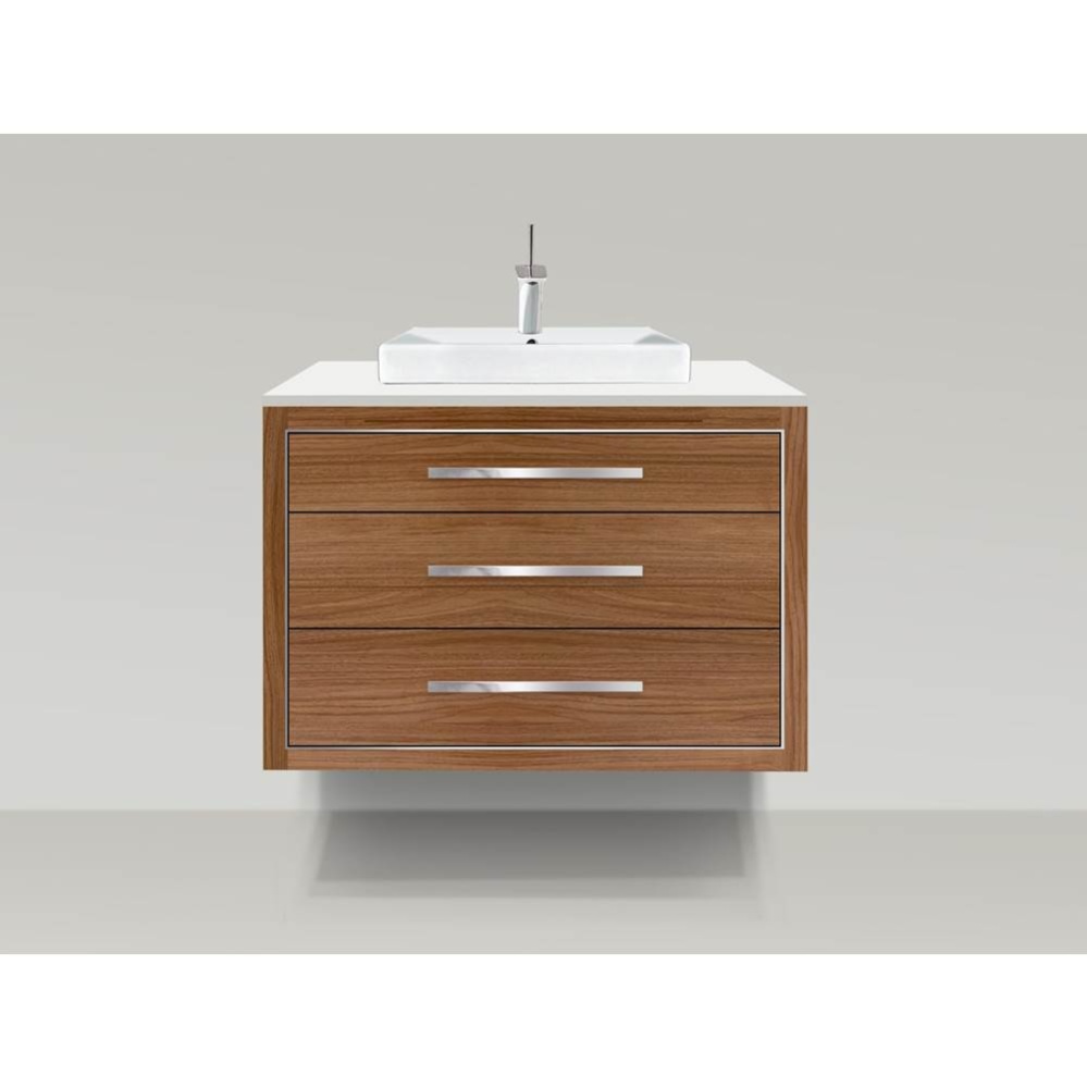 Villa 42'' Wall hung  Vanity Cabinet in Natural Walnut/HW: No handles - Inlay in Polishe