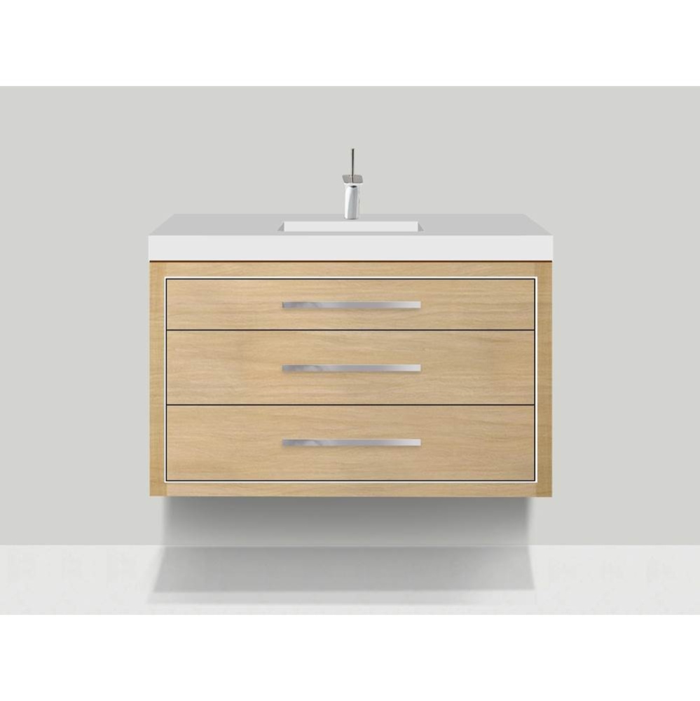 Villa 48C'' Wall hung  Vanity Cabinet in Natural Oak/HW: Polished Chrome(PC)