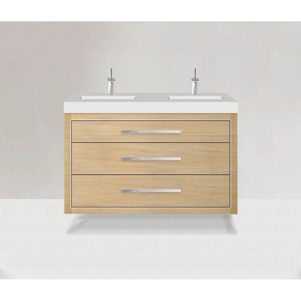 Villa 48D'' Wall hung  Vanity Cabinet in Natural Oak/HW: Polished Chrome(PC)