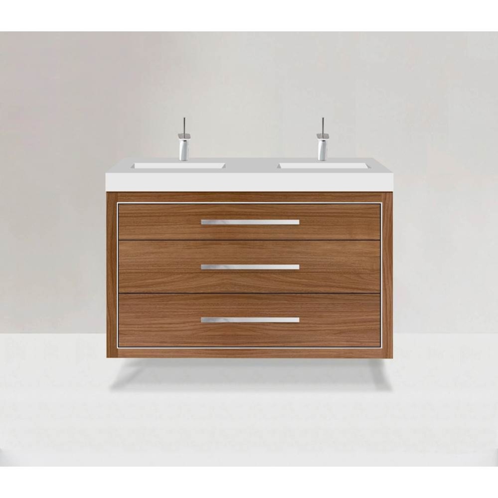 Villa 48D'' Wall hung  Vanity Cabinet in Natural Walnut/HW: Polished Chrome(PC)