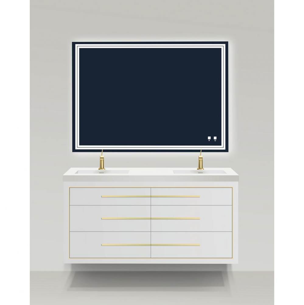 Madeli Villa 60D'' Wall hung  Vanity Cabinet Matte White/HW: Polished Chrome(PC)