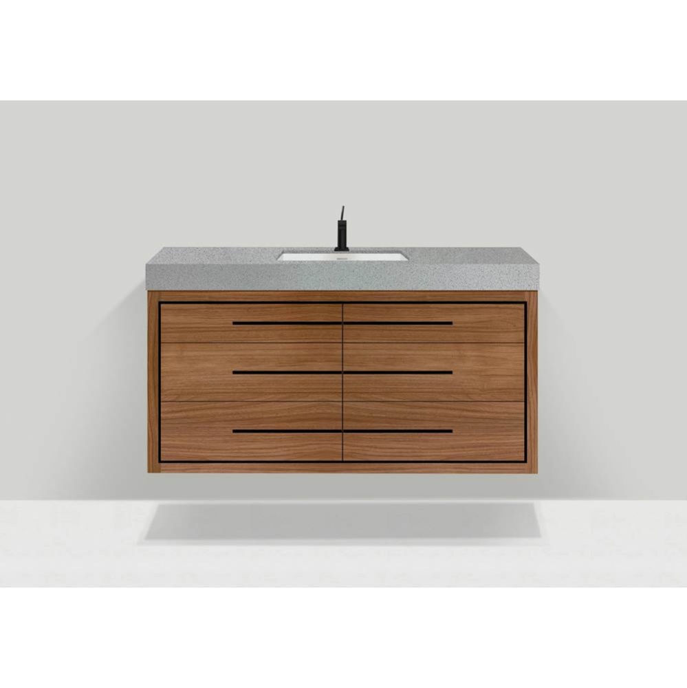 Villa 60C'' Wall hung  Vanity Cabinet in Natural Walnut/HW: Polished Chrome(PC)