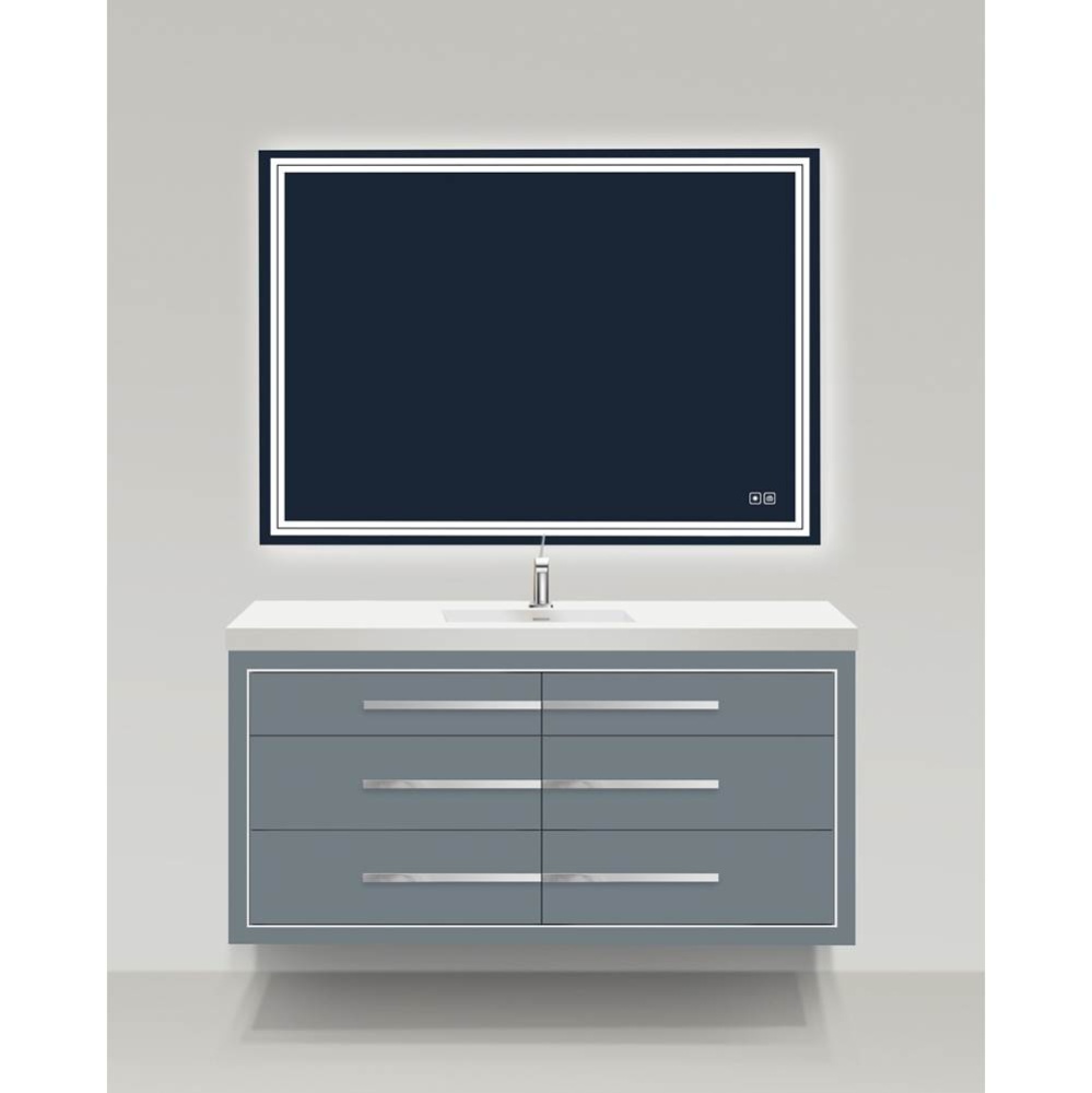 Villa 60C'' Wall hung  Vanity Cabinet in Studio Grey /HW: No handles - Inlay in Polished