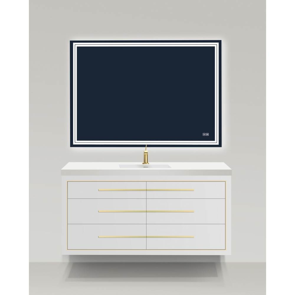 Villa 60C'' Wall hung  Vanity Cabinet in White /HW: Polished Chrome(PC)