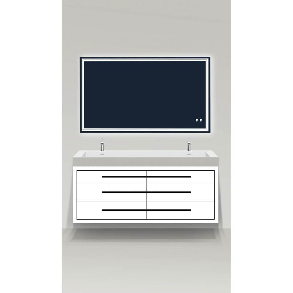 Madeli Villa 72D'' Wall hung  Vanity Cabinet Matte White/HW: Polished Chrome(PC)
