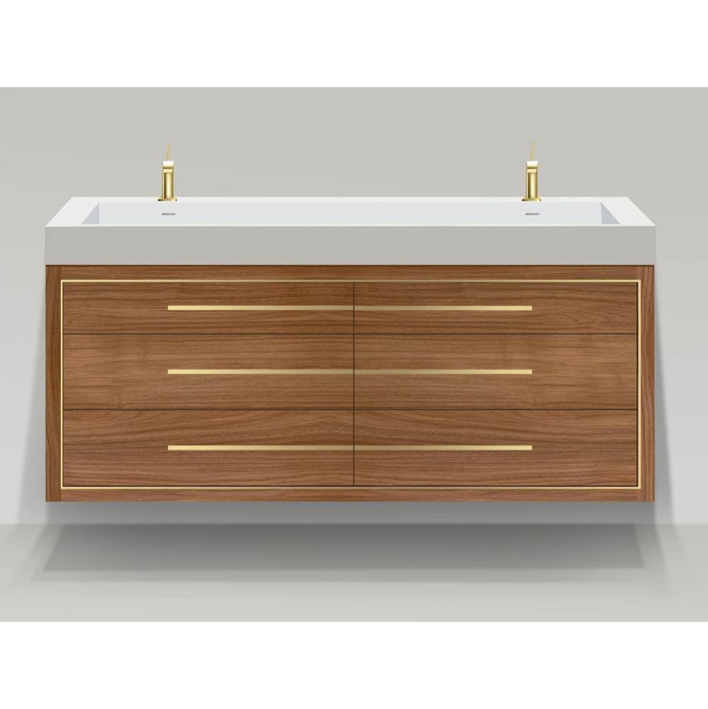 Villa 72D'' Wall hung  Vanity Cabinet in Natural Walnut/HW: No handles - Inlay in Polish