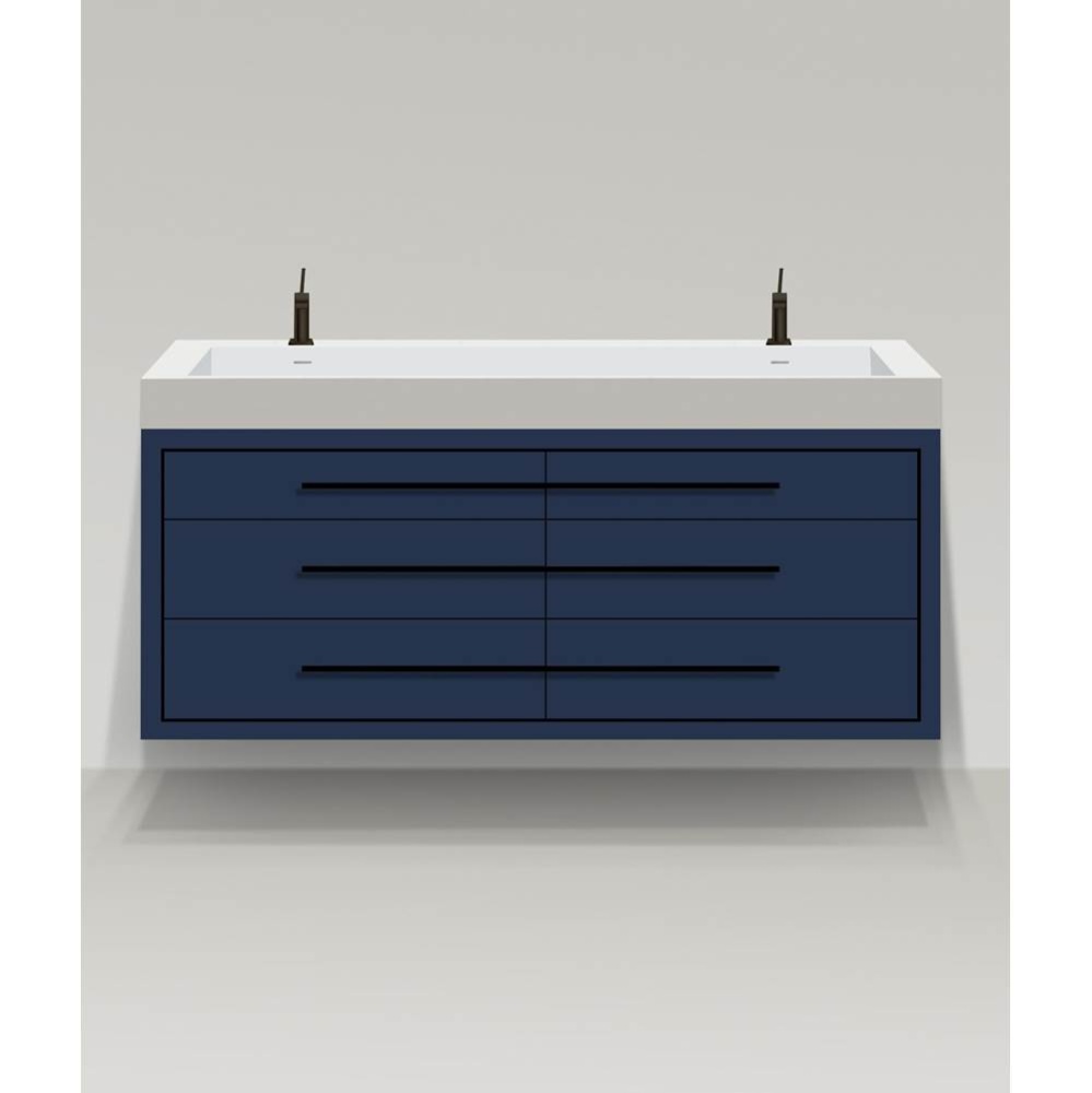 Villa 72D'' Wall hung  Vanity Cabinet in Sapphire/HW: No handles - Inlay in Polished Chr
