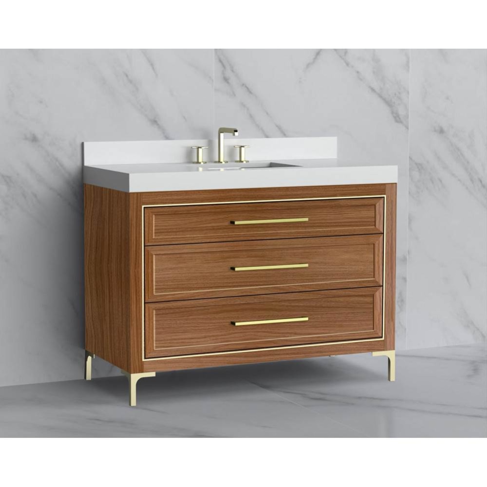 Vision 48C'' Free standing Vanity Cabinet in Natural Walnut/HW: Handle & Feet Polish