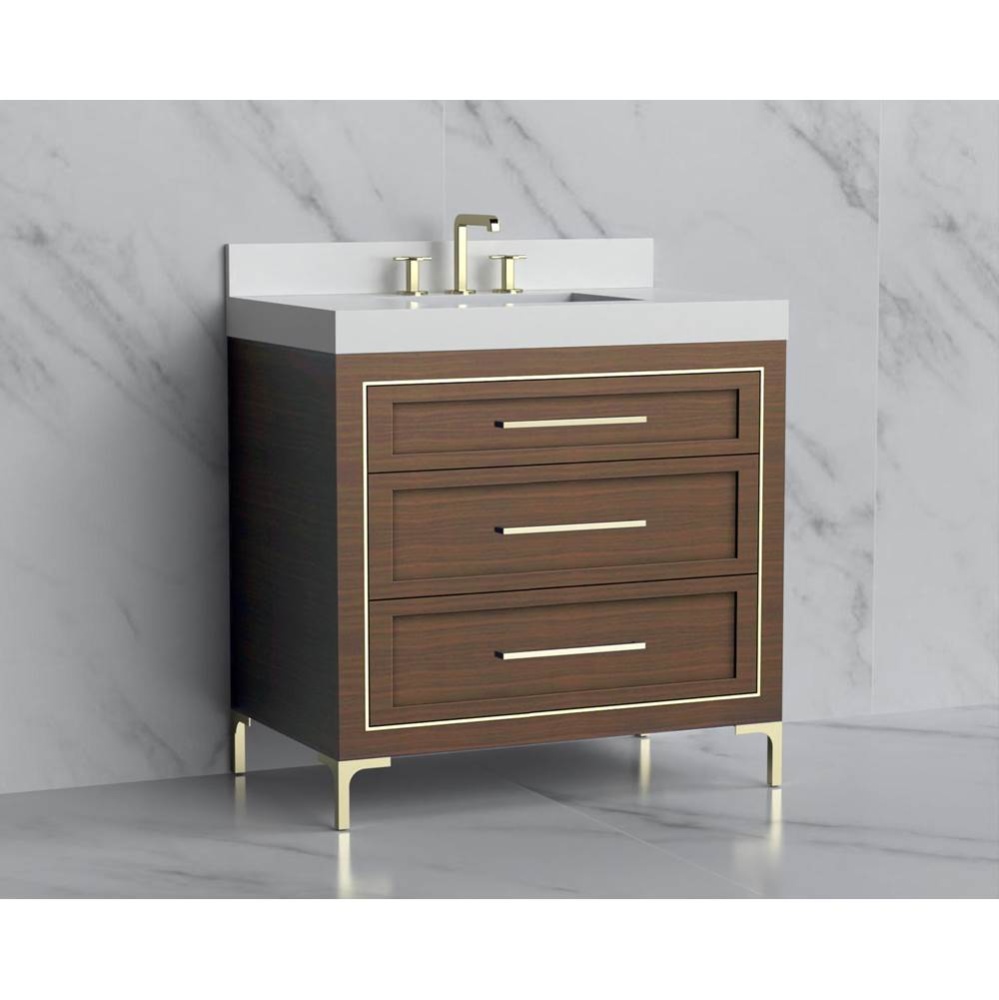Vision 36'' Free standing Vanity Cabinet in Brandy/HW: Handles/Feet Polished Chrome(PC)