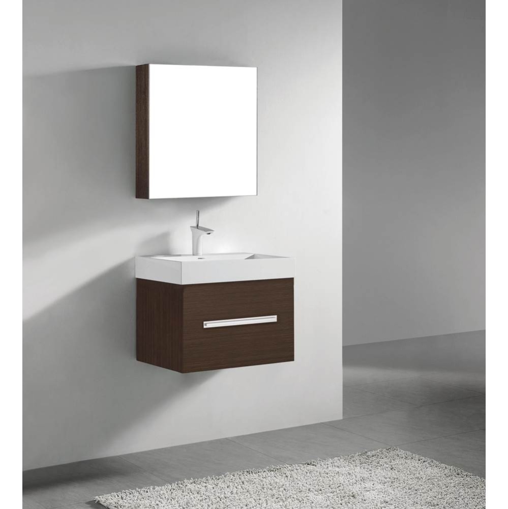 Vogue 24'' Wall Hung Vanity Cabinet Walnut/HW: Polished Nickel(PN)