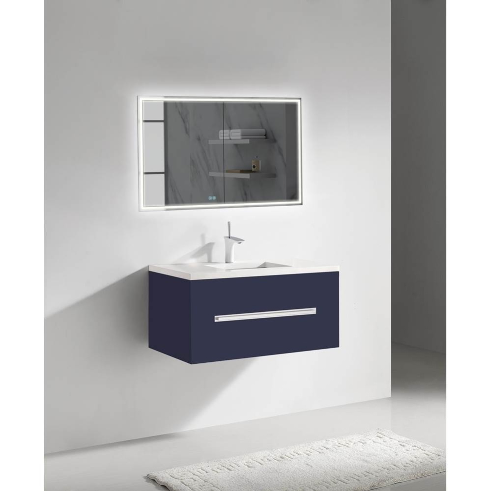 Vogue 42'' Wall Hung Vanity Cabinet Sapphire/HW: Polished Chrome(PC)