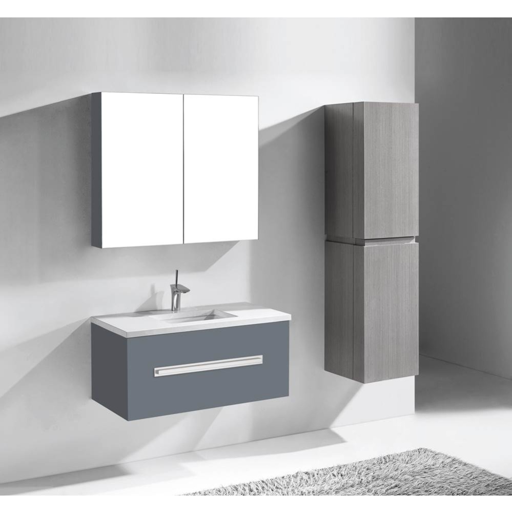 Vogue 42'' Wall Hung Vanity Cabinet Studio Grey/HW: Polished Chrome(PC)