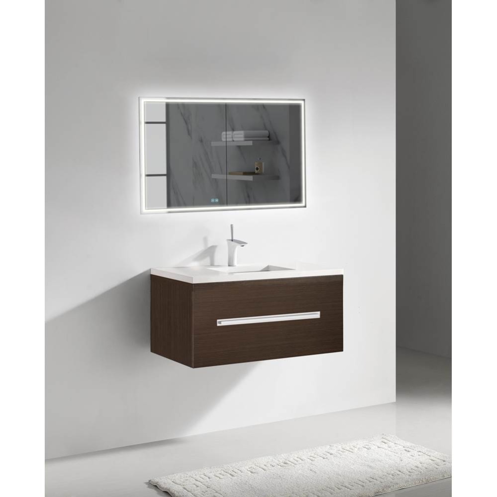 Vogue 42'' Wall Hung Vanity Cabinet Walnut/HW: Matte Black(MB)