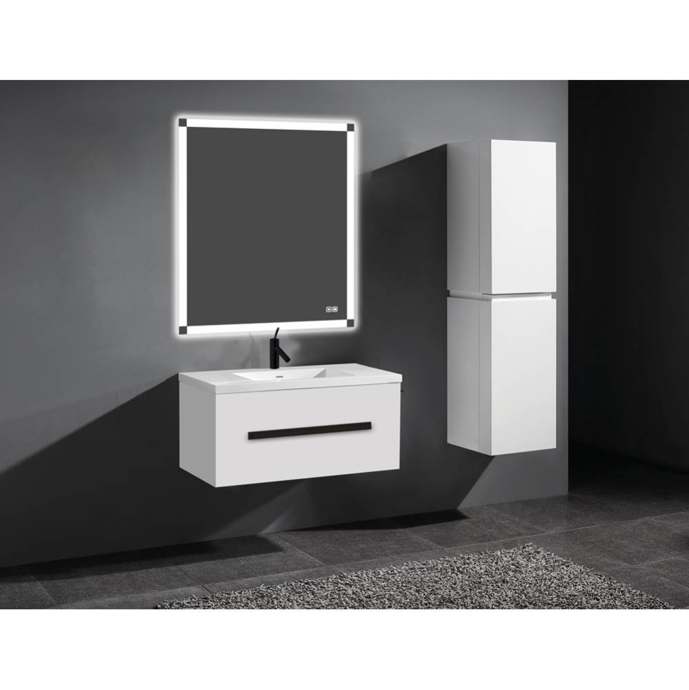 Vogue 42'' Wall Hung Vanity Cabinet White/HW: Polished Chrome(PC)