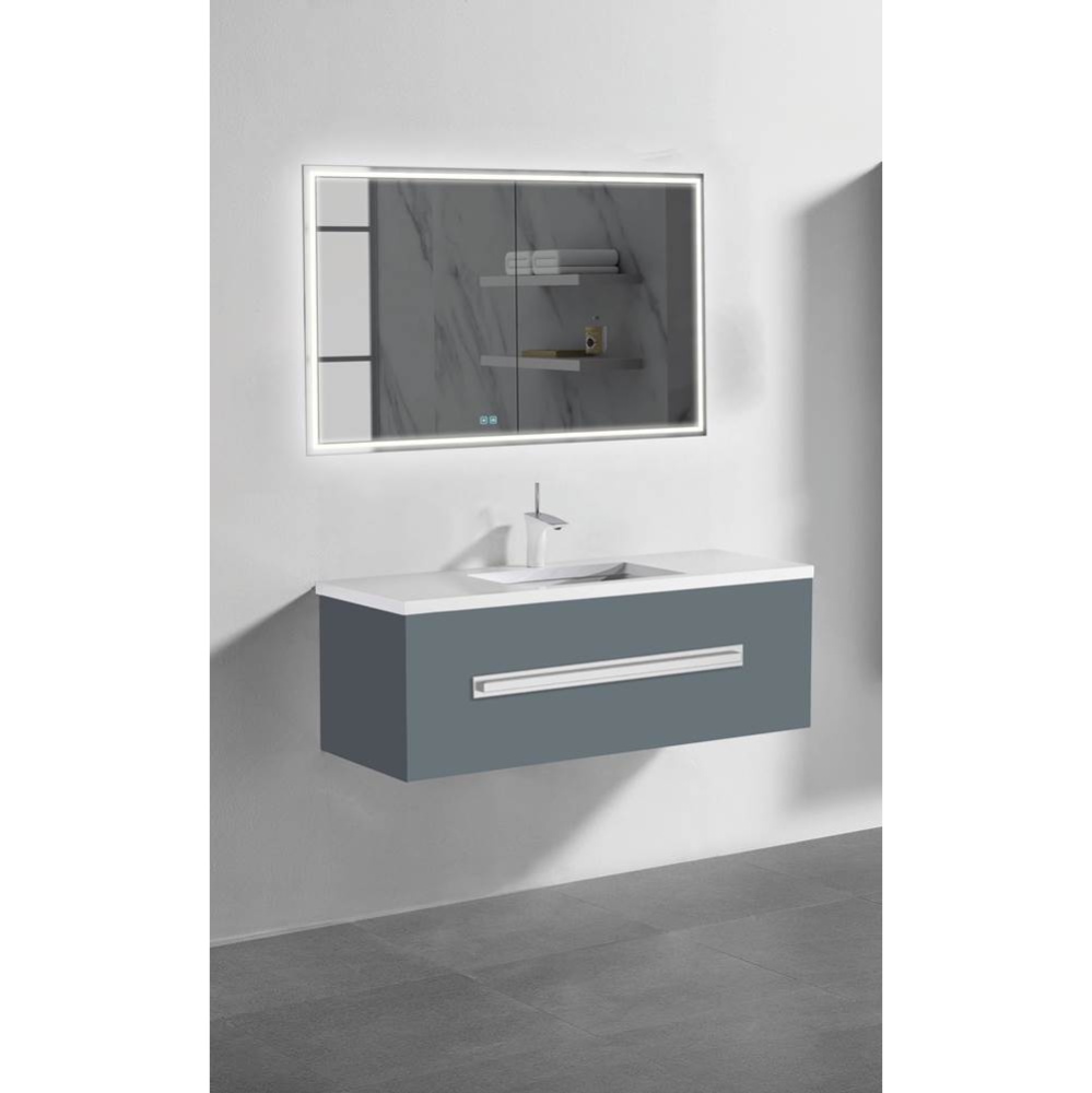 Vogue 48C'' Wall Hung Vanity Cabinet Studio Grey/HW: Polished Chrome(PC)