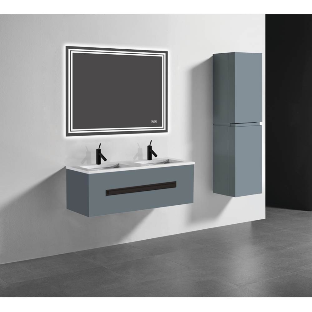 Vogue 48D'' Wall Hung Vanity Cabinet Studio Grey/HW: Polished Chrome(PC)