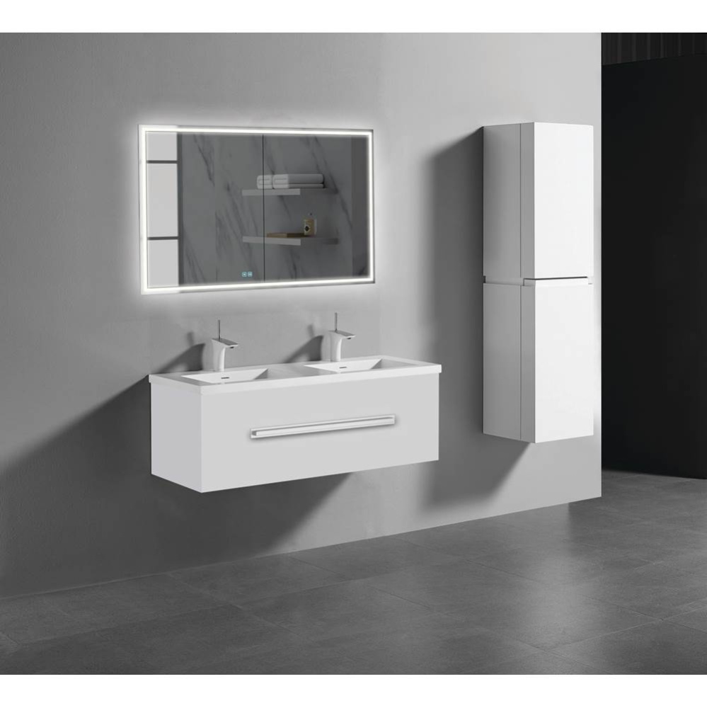 Vogue 48D'' Wall Hung Vanity Cabinet White/HW: Satin Brass(SB)