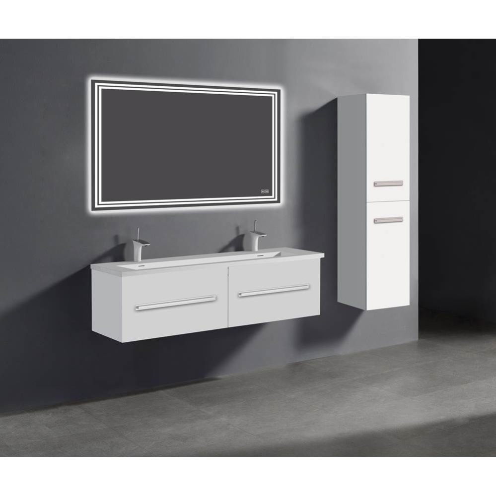 Vogue 60D'' Wall Hung Vanity Cabinet White/HW: Polished Chrome(PC)