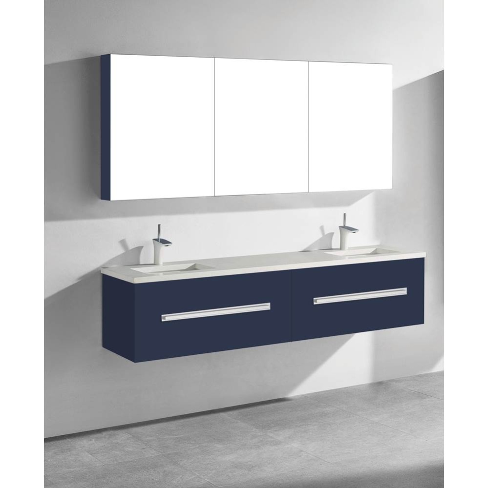 Vogue 72'' Wall Hung Vanity Cabinet Sapphire/HW: Polished Chrome(PC)