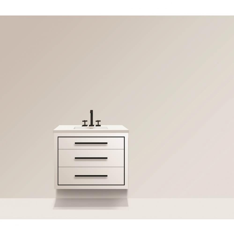 Madeli Villa 36'' Wall hung  Vanity Cabinet in Matte White/HW: Polished Chrome(PC)