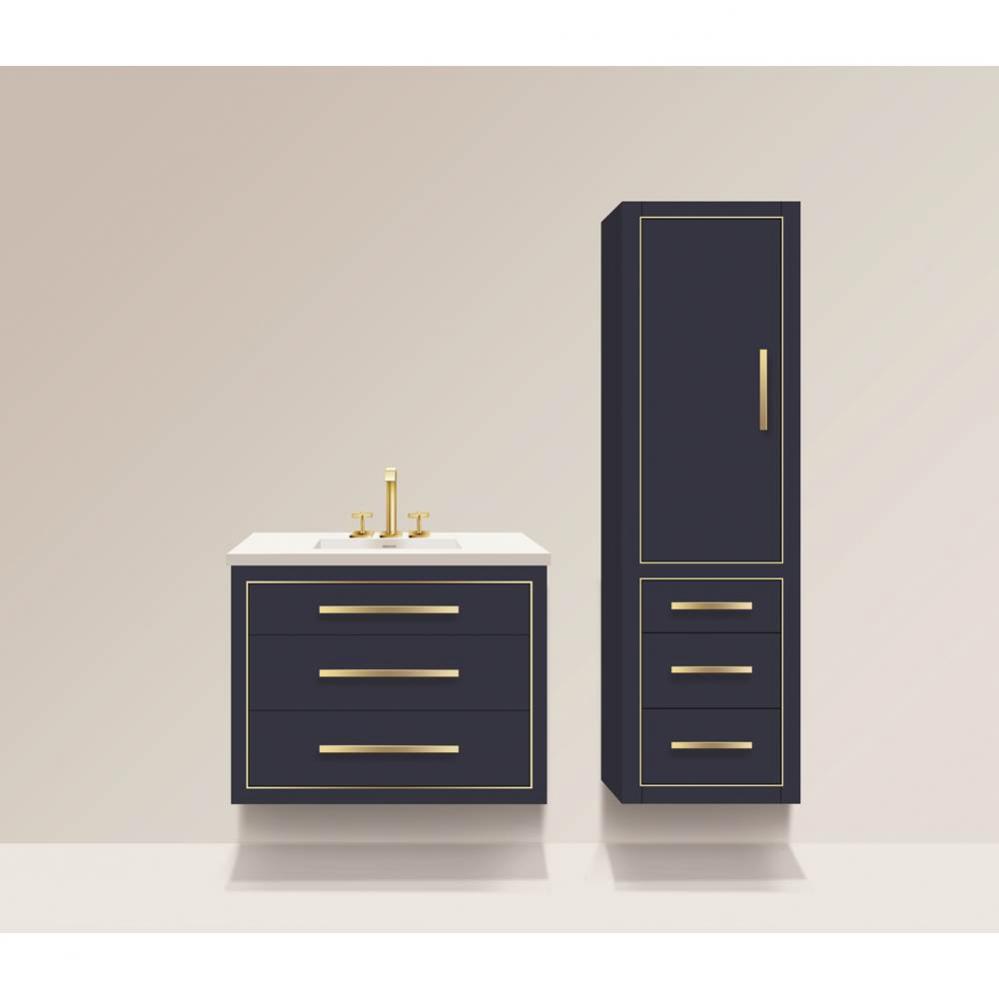 Villa 30''. Sapphire, Wall Hung Cabinet, Polished Chrome Handles(X3)/, Inlay, 29-5/8&apo