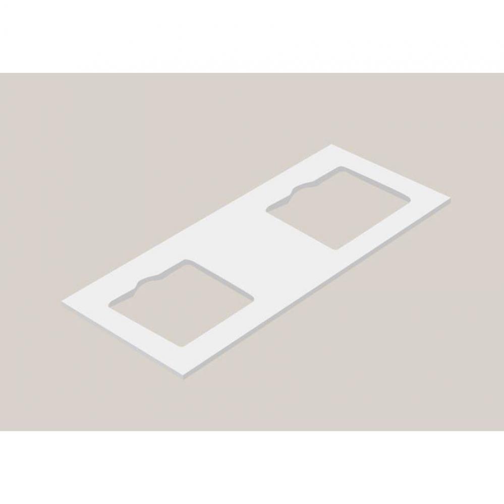 Urban-22 60''W Solid Surface , Slab With Cut-Out. Glossy White, 2-Holes, 60''X