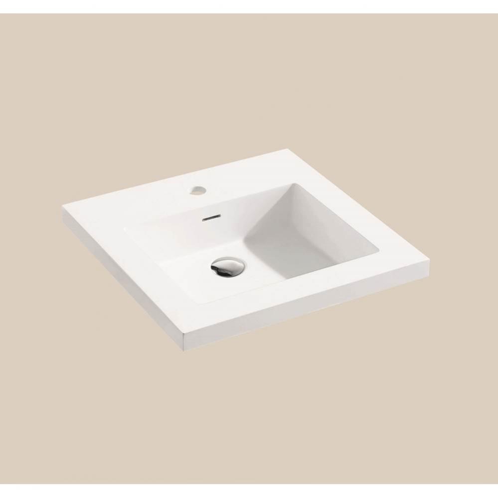 Madeli X-Stone Top/Basin, 24'' x 18'' x 1-1/2'', Glossy White, Singl