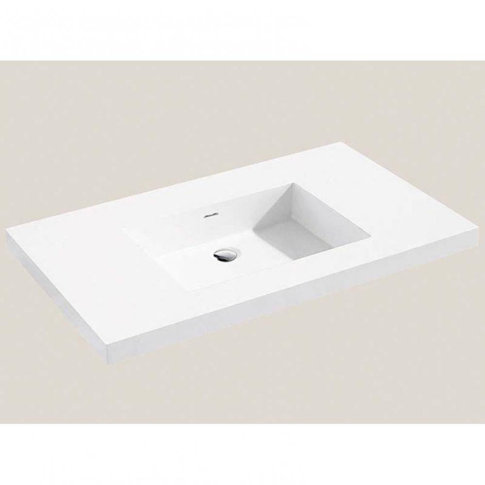 Madeli X-Stone Top/Basin, 36'' x 18'' x 1-1/2'', Glossy White, No Fa