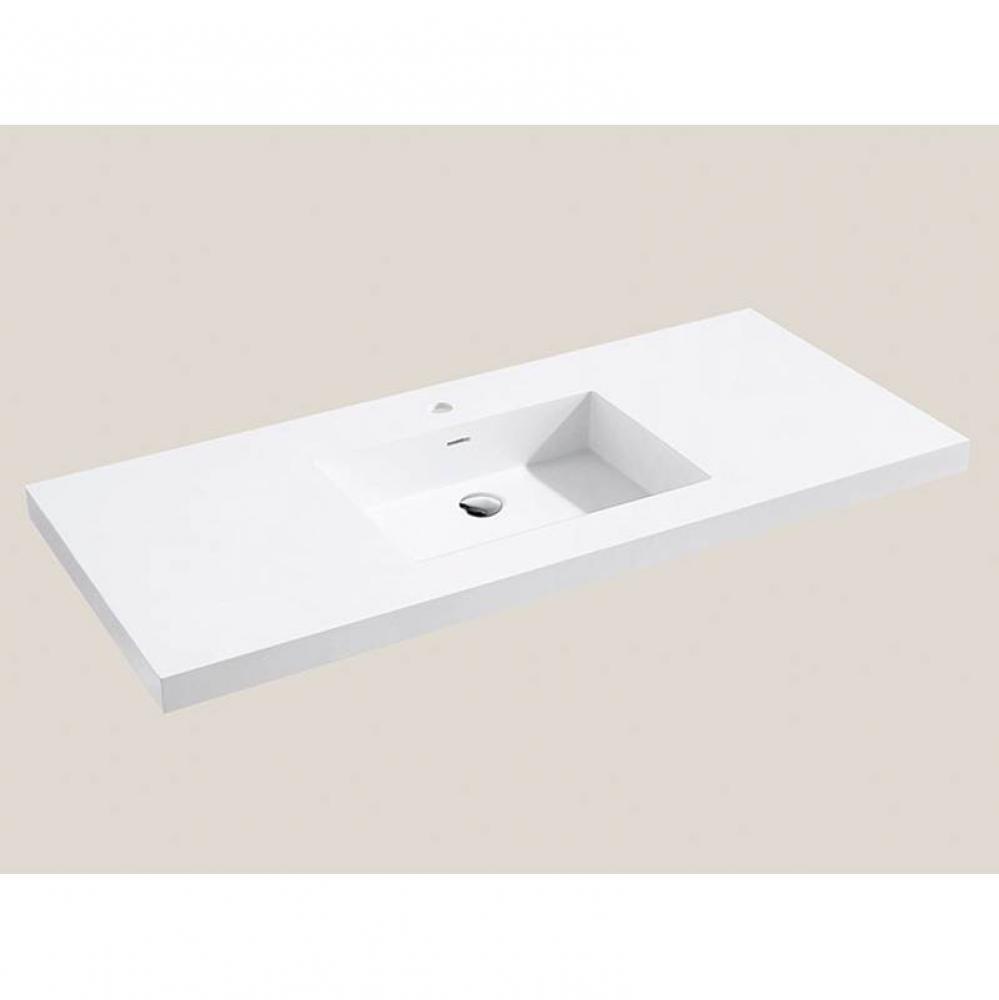 Urban-18 48''W Solid Surface, Top/Basin. Glossy White.1-Bowl, No Faucet Hole. W/Overflow