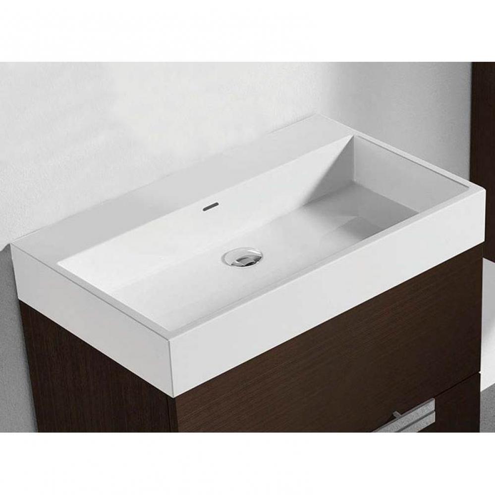 Madeli X-Stone Trough Sink, 20'' x 18'' x 4-1/2'', Glossy White, No