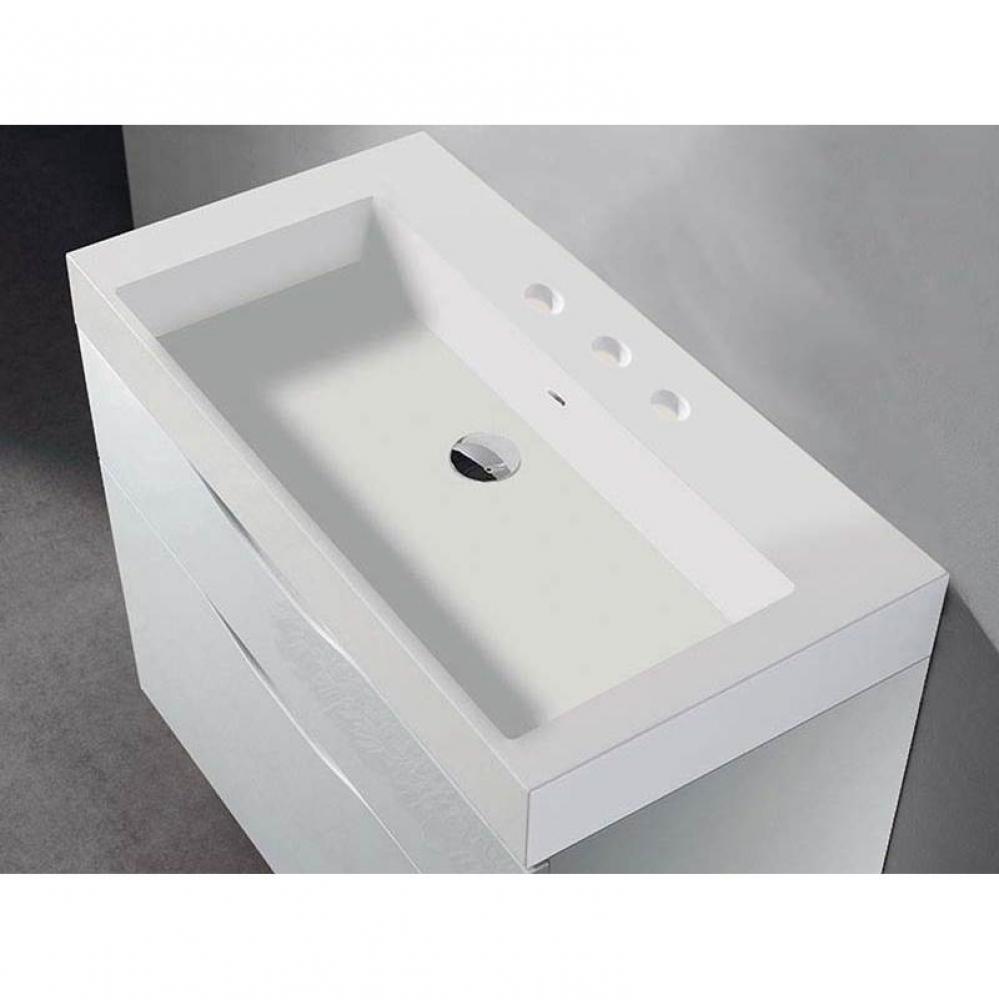 Madeli X-Stone Trough Sink, 36'' x 18'' x 4-1/2'', Glossy White, 8&a