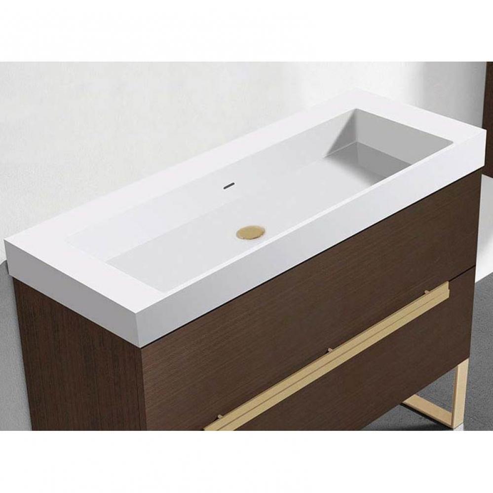 Madeli X-Stone Trough Sink, 42'' x 18'' x 4-1/2'', Glossy White, No