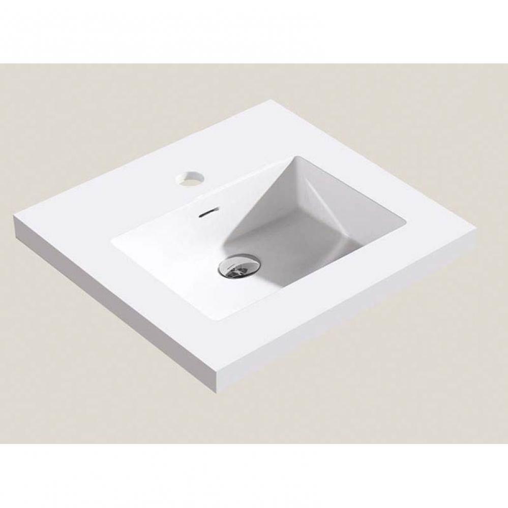 Madeli X-Stone Top/Basin, 20'' x 20'' x 1-1/2'', Glossy White, Singl