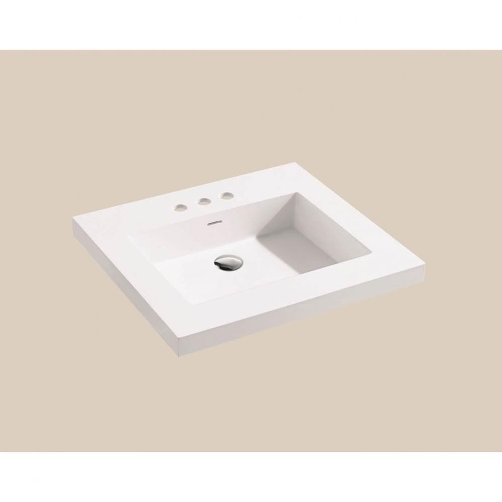 Madeli X-Stone Top/Basin, 24'' x 22'' x 2'', Glossy White, 8'&a