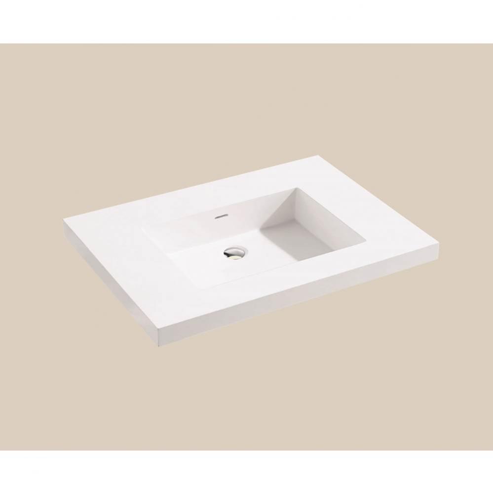 Madeli X-Stone Top/Basin, 30'' x 22'' x 2'', Glossy White, No Faucet