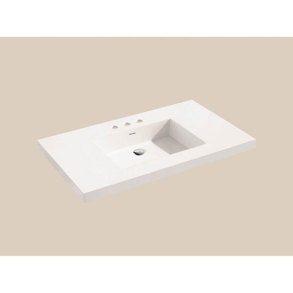 Madeli X-Stone Top/Basin, 36'' x 22'' x 2'', Glossy White, 8'&a