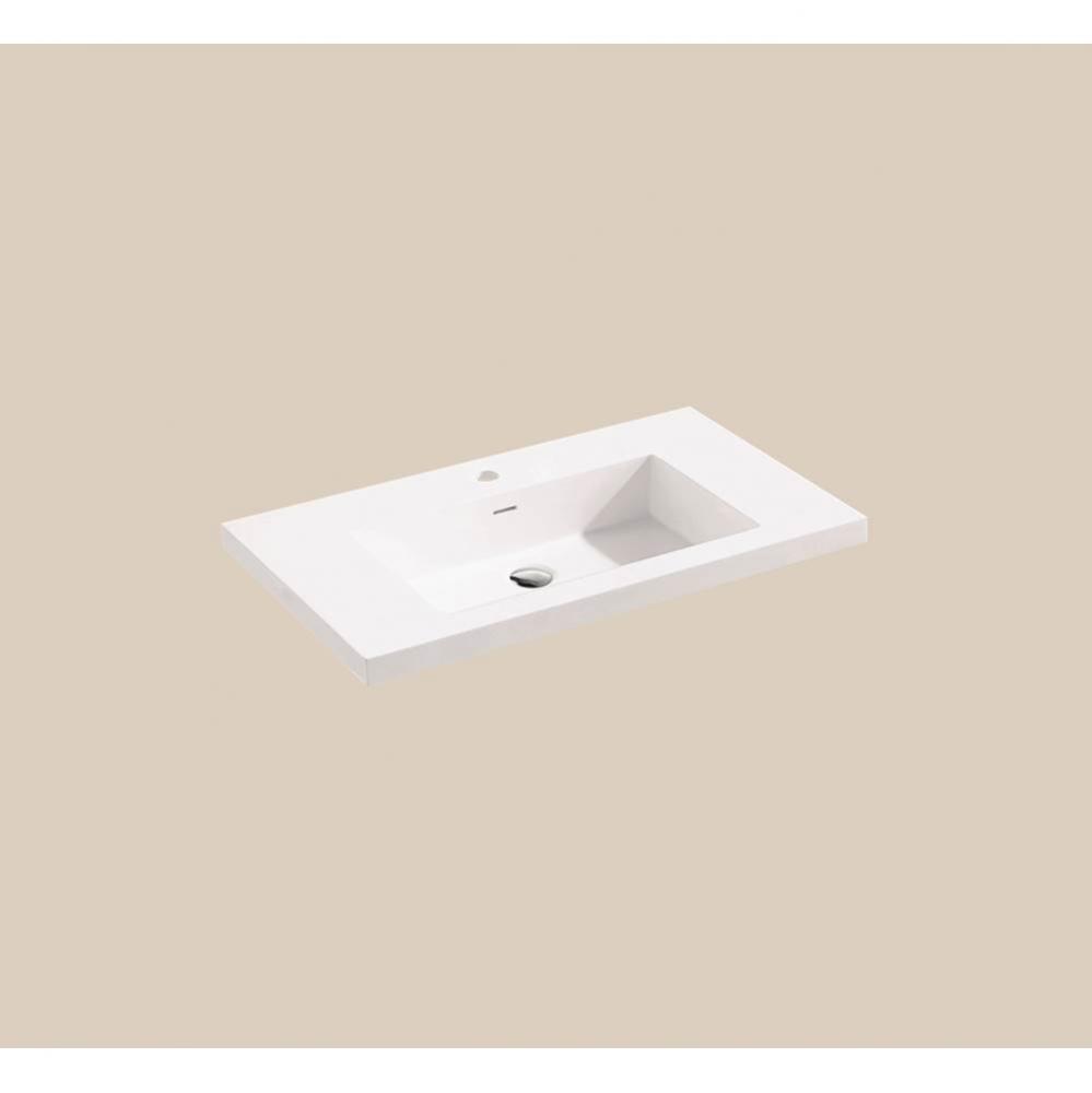 Madeli X-Stone Top/Basin, 42'' x 22'' x 2'', Glossy White, Single Fa