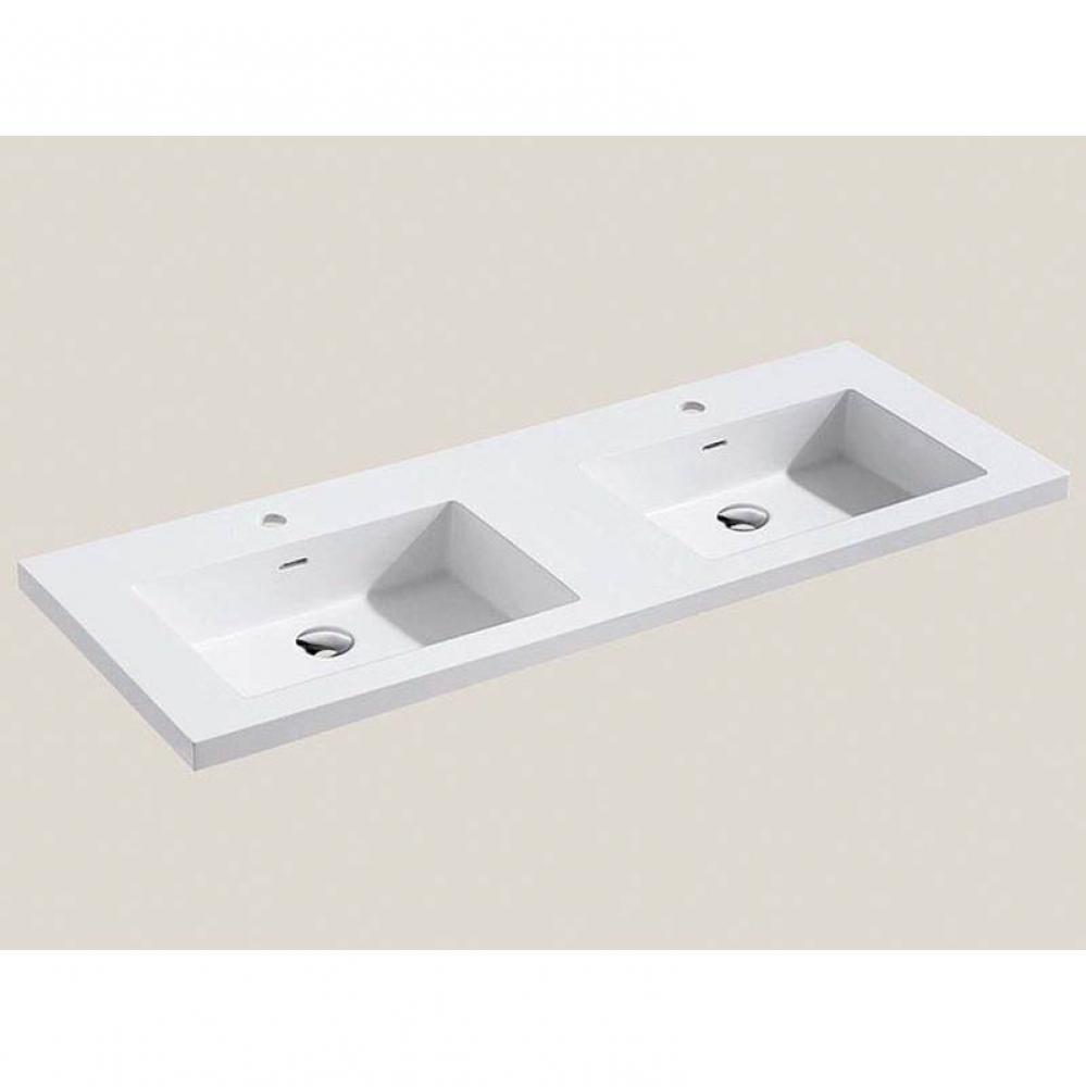 Madeli X-Stone Top/Basin, 48'' x 22'' x 2'', Double Basin, Glossy Wh