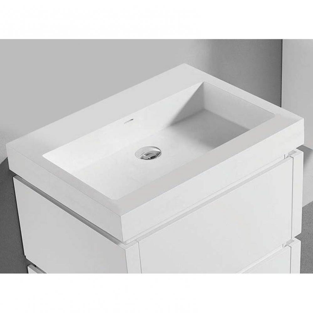 Madeli X-Stone Trough Sink, 24'' x 22'' x 4-1/2'', Glossy White, No