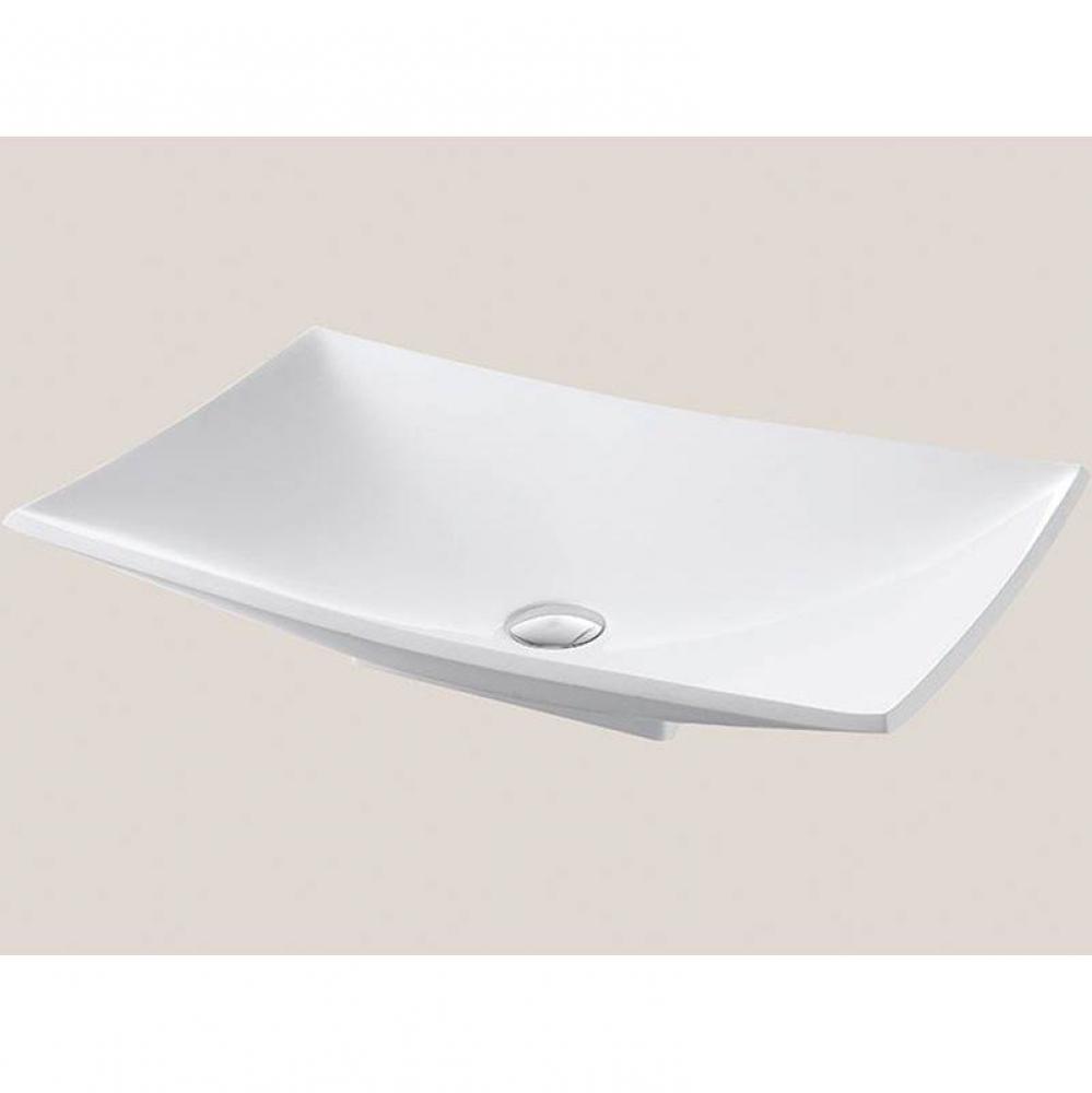 Solid Surface Vessel. Free Form, Glossy White. No Overflow, 25-9/16'' X 15-3/4'&apo